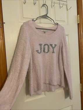 LC Lauren Conrad Light Pink Fuzzy Knit Sweater